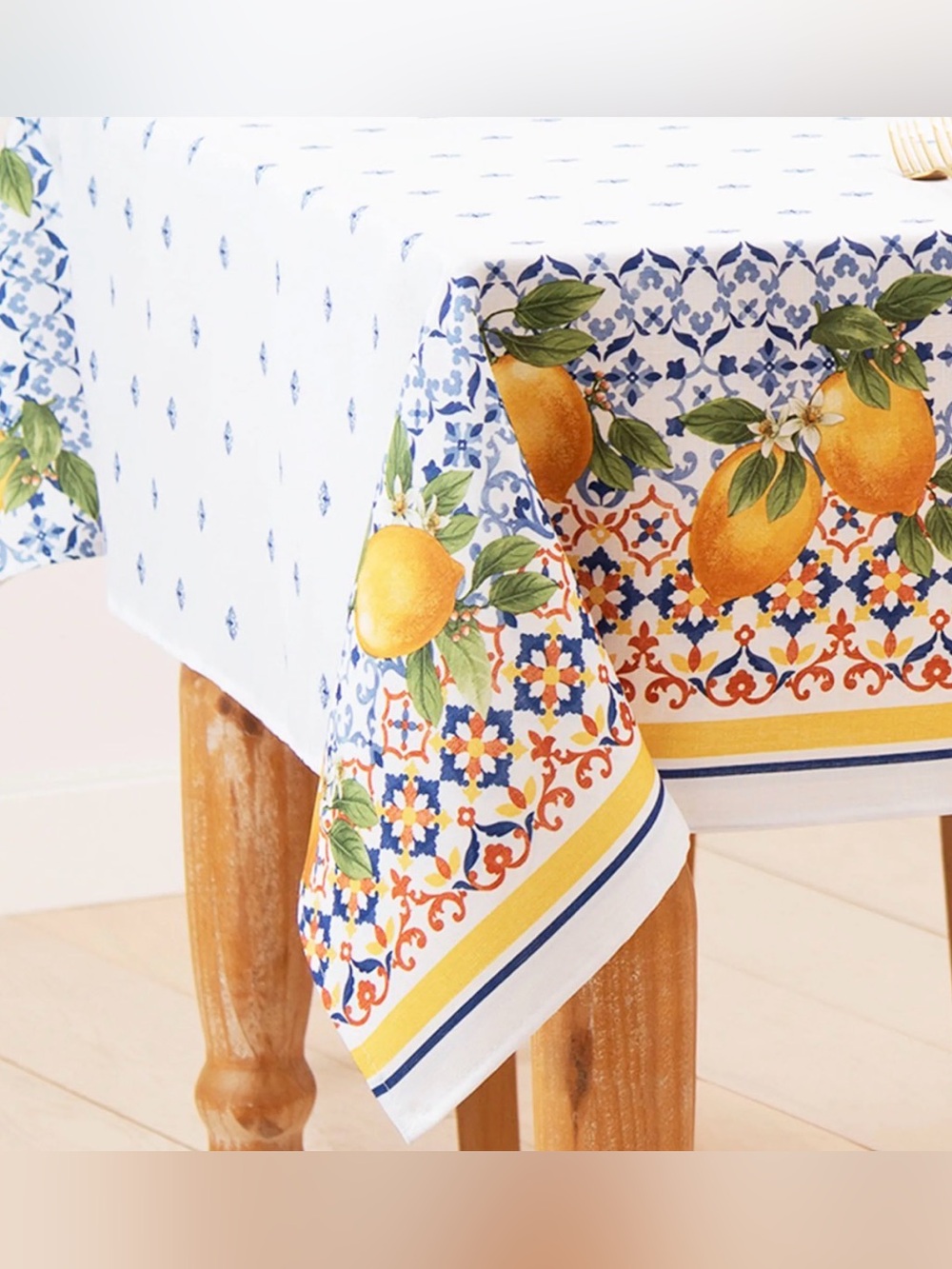Tuscan Capri Lemon Rectangle Double Border Tablecloth